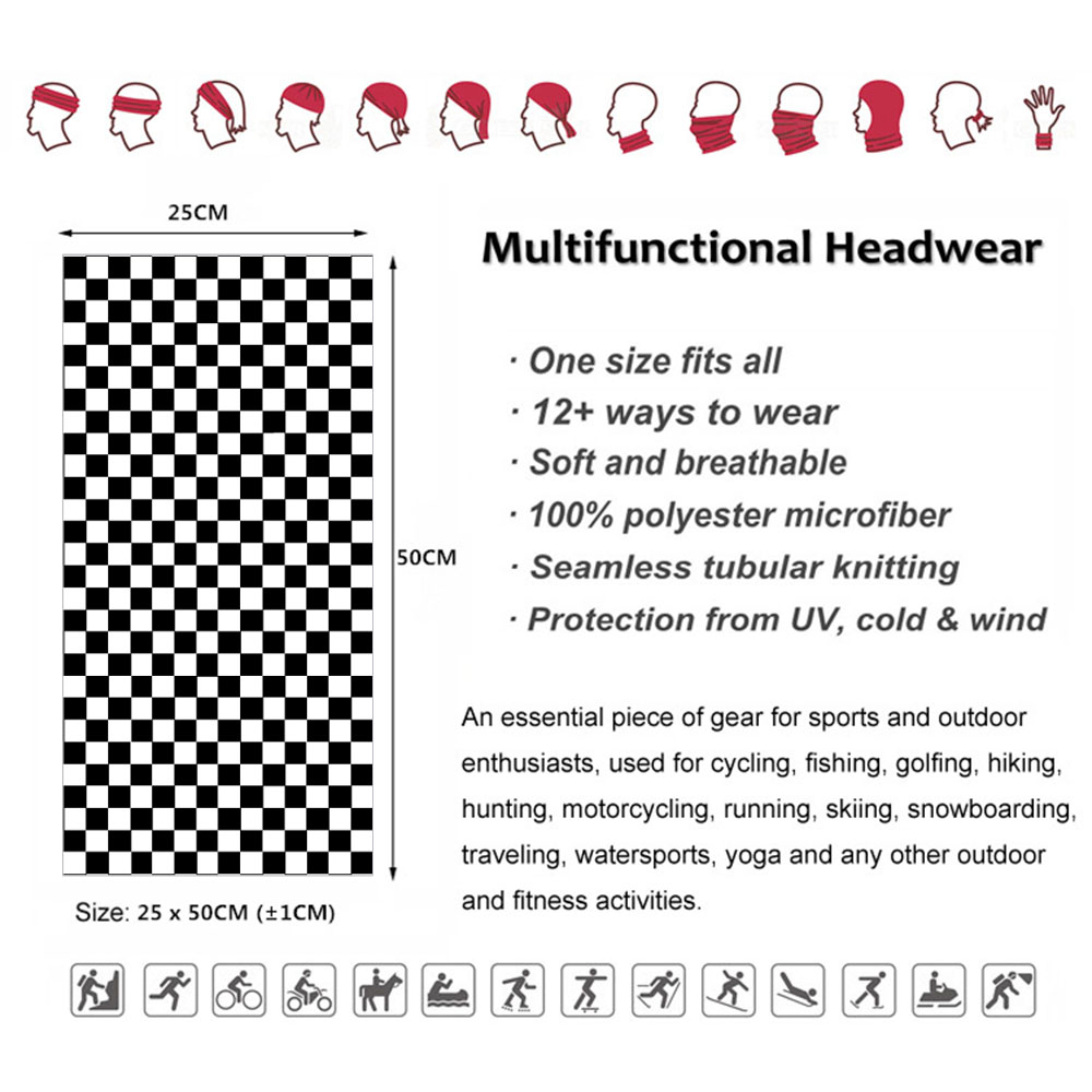 Checkered Ska Printed Headband - Cycling Gear Man ulasan dan harga